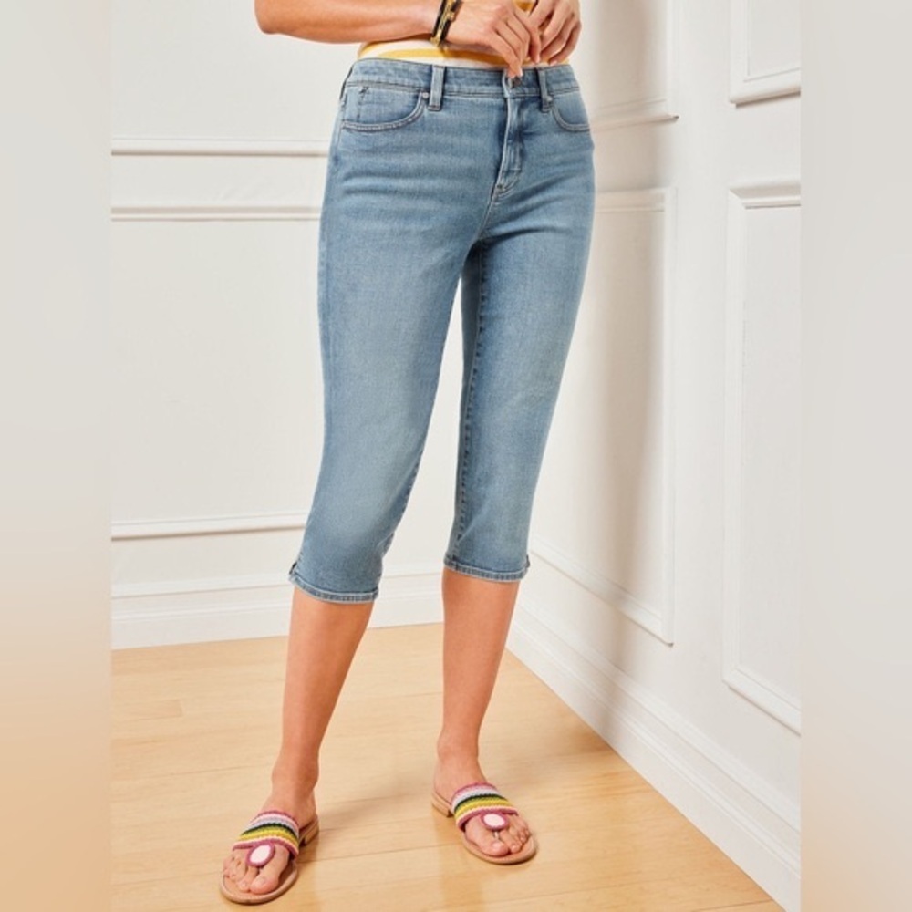 Talbots The Pedal Pusher Length Jeans High Rise Curvy Fit Blue Skye Wash Size 10 - Picture 14 of 14
